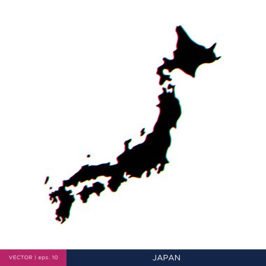 Sınır vektörü tasarım şablonu üzerinde çok renkli Japonya haritası
