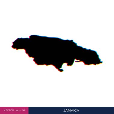 Jamaika haritası sınır vektör tasarım şablonunda çok renkli