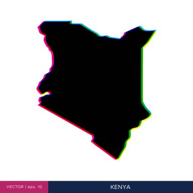 Kenya haritası sınır vektörü tasarım şablonunda çok renkli