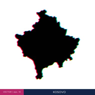 Kosova Haritası sınır vektörü tasarım şablonunda çok renkli