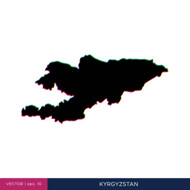 Kırgızistan haritası sınır vektör tasarım şablonunda çok renkli