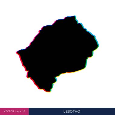 Sınır vektörü tasarım şablonunda Lesotho 'nun çok renkli haritası
