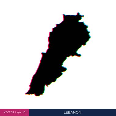 Sınır vektörü tasarım şablonunda Lübnan haritası çok renkli