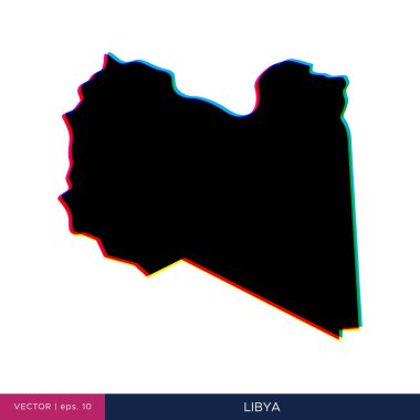 Sınır vektörü tasarım şablonunda Libya 'nın çok renkli haritası