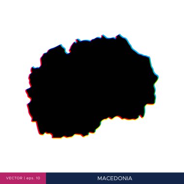 Makedonya haritası sınır vektör tasarım şablonunda çok renkli