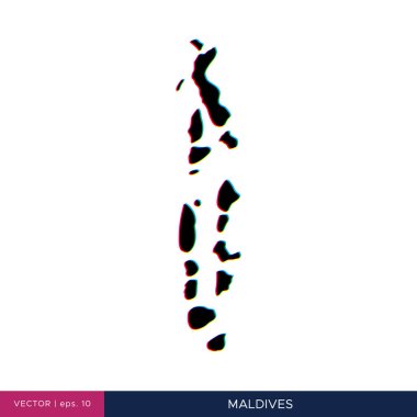 Kenarlık vektör tasarım şablonu üzerindeki Maldivler 'in çok renkli haritası