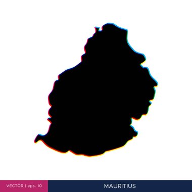 Mauritius 'un sınır vektör tasarım şablonundaki çok renkli haritası