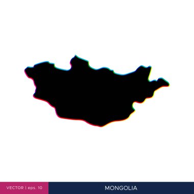 Sınır vektörü tasarım şablonu üzerinde çok renkli Moğolistan haritası