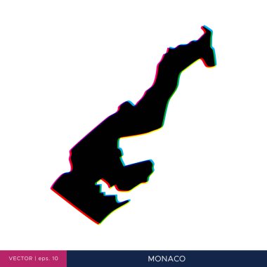 Kenarlık vektör tasarım şablonu üzerinde çok renkli Monako haritası
