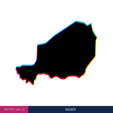 Kenarlık vektör tasarım şablonu üzerinde çok renkli Nijer haritası
