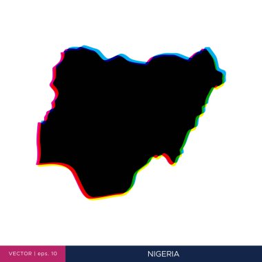 Sınır vektörü tasarım şablonunda çok renkli Nijerya haritası