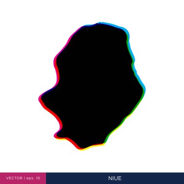 Niue haritası sınır vektör tasarım şablonu üzerinde çok renkli