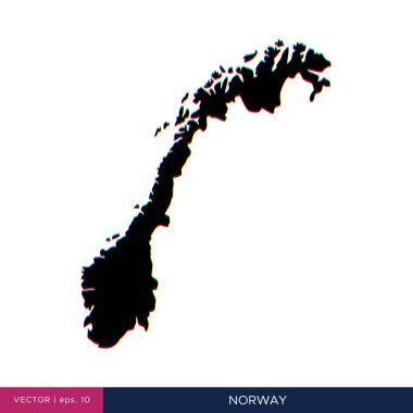 Kenarlık vektör tasarım şablonu üzerinde çok renkli Norveç haritası