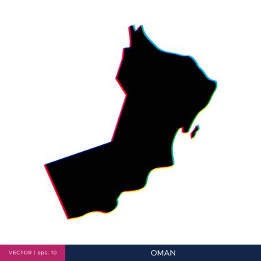 Umman haritası sınır vektör tasarım şablonu üzerinde çok renkli