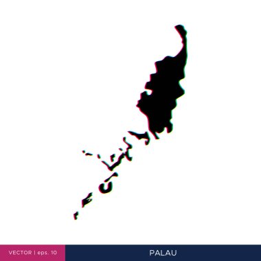 Sınır vektörü tasarım şablonu üzerinde çok renkli Palau haritası