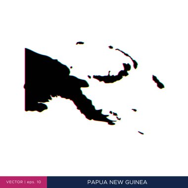 Sınır vektörü tasarım şablonunda Papua Yeni Gine 'nin çok renkli haritası