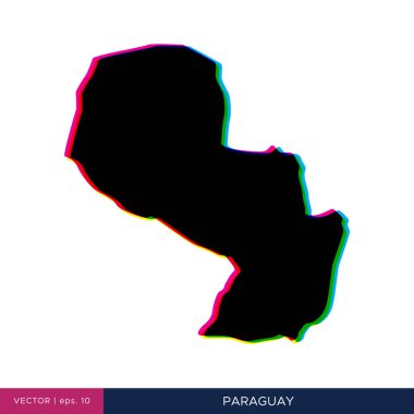Kenarlık vektör tasarım şablonunda Paraguay 'ın çok renkli haritası