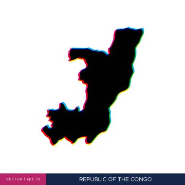 Kongo Cumhuriyeti haritası sınır vektörü tasarım şablonunda çok renkli