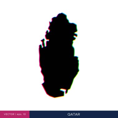 Kenarlık vektör tasarım şablonu üzerinde çok renkli Katar haritası