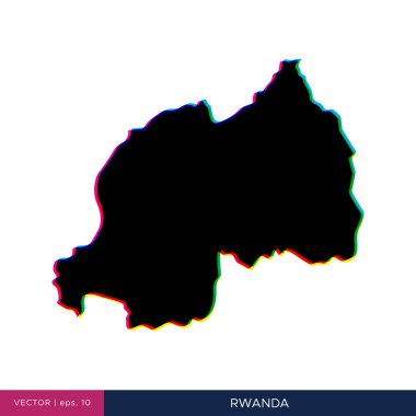 Rwanda haritası sınır vektör tasarım şablonunda çok renkli