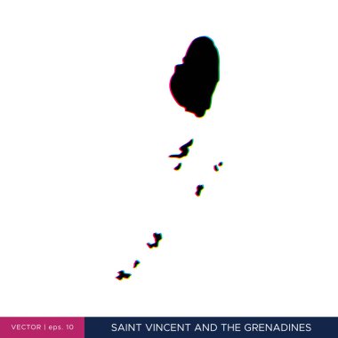 Saint Vincent ve Grenadines 'in sınır vektör şablonundaki çok renkli haritası