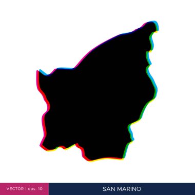 Sınır vektörü tasarım şablonu üzerinde çok renkli San Marino haritası