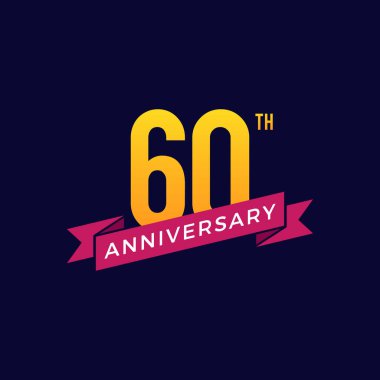 60. Yıldönümü Kutlama Simgesi Vektör Logo Tasarımı Şablonu