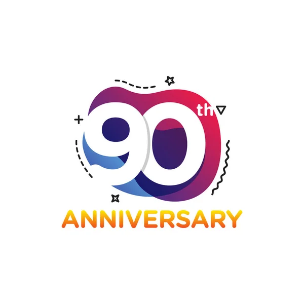90Th Years Anniversary Celebration Icon Vector Logo Design Template Inglês —  Vetores de Stock