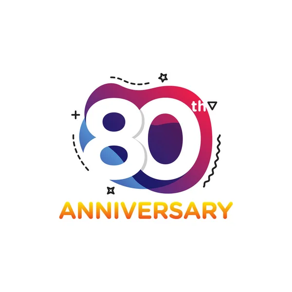 80Th Years Anniversary Celebration Icon Vector Logo Design Template Estilo — Vector de stock