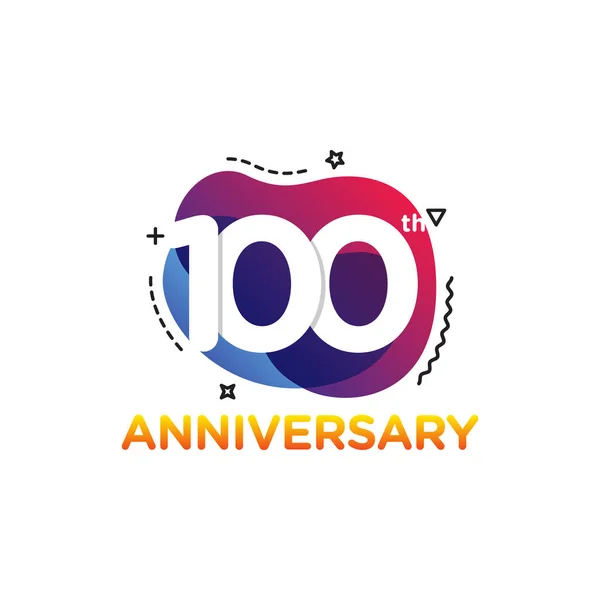 100 Jaar Jubileumviering Icon Vector Logo Design Template Vloeibare Banner — Stockvector