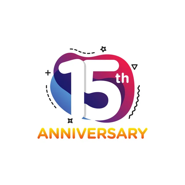 15º Aniversario Celebración Icono Vector Logo Design Template Estilo Bandera — Archivo Imágenes Vectoriales