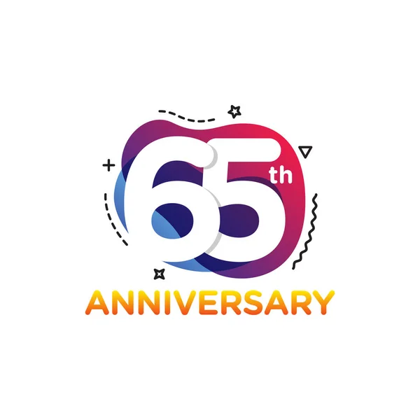 65Th Years Anniversary Celebration Icon Vector Logo Design Template Estilo — Vector de stock