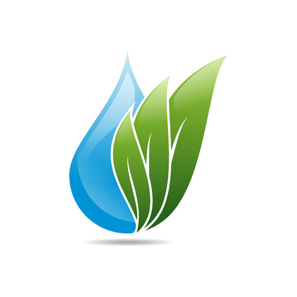 Leaf and water logo vector design template. Environment logo design.