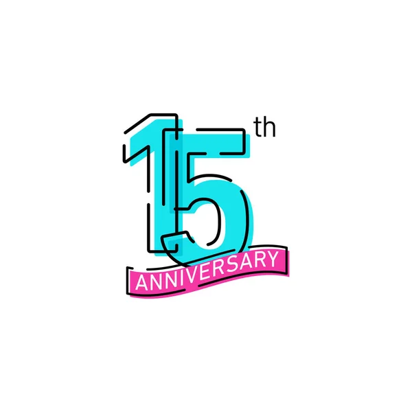 15º Aniversario Celebración Icono Vector Logo Design Template — Archivo Imágenes Vectoriales