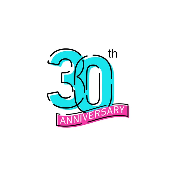 30º Aniversario Celebración Icono Vector Logo Design Template — Archivo Imágenes Vectoriales