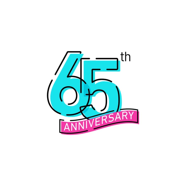 65º Aniversario Celebración Icono Vector Logo Design Template — Archivo Imágenes Vectoriales