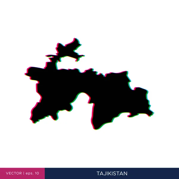国境ベクトル設計テンプレート上の多色スタイルでタジキスタンの地図 — ストックベクタ