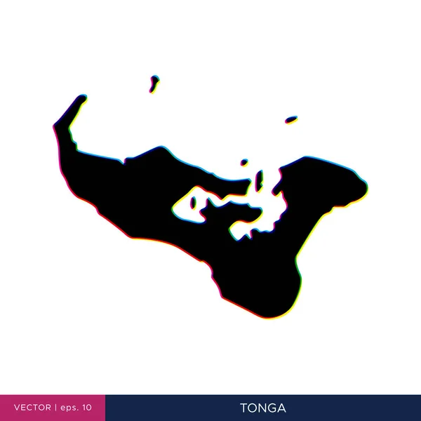 Karte Von Tonga Mehrfarbigen Stil Auf Der Grenzvektordesign Vorlage — Stockvektor
