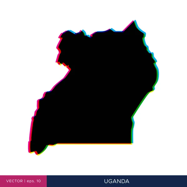 Kaart Van Oeganda Multicolor Stijl Het Border Vector Design Template — Stockvector