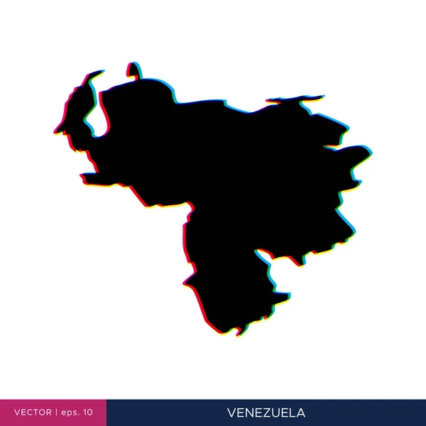 Karte Von Venezuela Mehrfarbigem Stil Auf Der Grenzvektordesign Vorlage — Stockvektor
