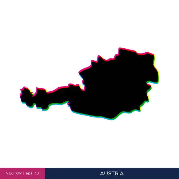 Karte Von Österreich Mehrfarbigem Stil Auf Der Grenzvektordesign Vorlage — Stockvektor