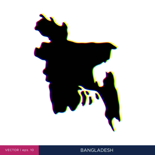 国境ベクトルデザインテンプレート上の多色スタイルでバングラデシュの地図 — ストックベクタ