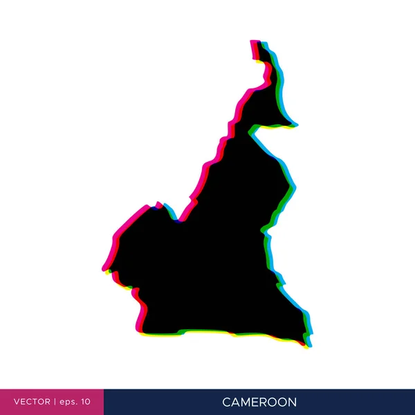 Karte Von Kamerun Mehrfarbigem Stil Auf Der Grenzvektordesign Vorlage — Stockvektor