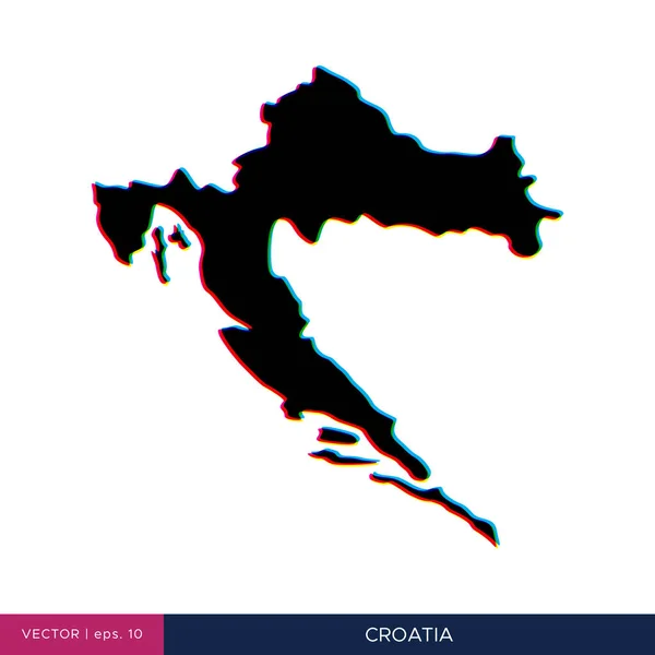 Karte Von Kroatien Mehrfarbigen Stil Auf Der Grenzvektordesign Vorlage — Stockvektor