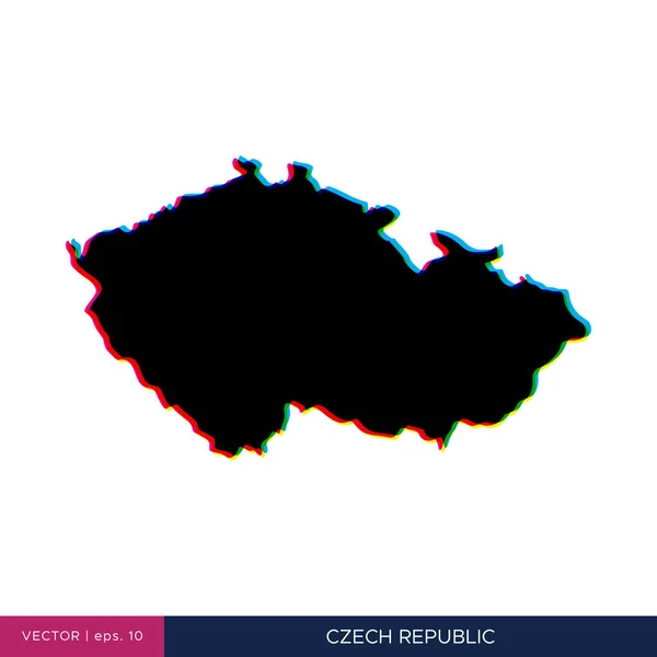 Karte Der Tschechischen Republik Mehrfarbigen Stil Auf Der Grenzvektordesign Vorlage — Stockvektor