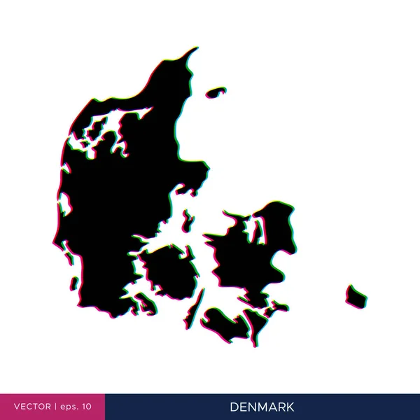 Mapa Dinamarca Estilo Multicolor Plantilla Diseño Vectores Fronterizos — Vector de stock