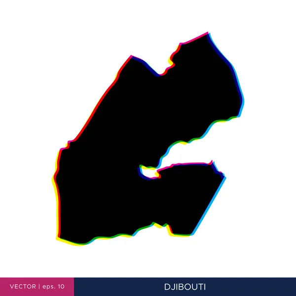 Carte Djibouti Dans Style Multicolore Sur Modèle Conception Vectorielle Frontière — Image vectorielle