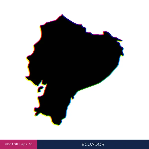 Kenarlık Vektör Tasarım Şablonunda Ekvador Çok Renkli Haritası — Stok Vektör