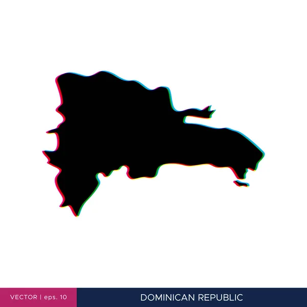 边界矢量设计模板上的多米尼加共和国彩色地图 — 图库矢量图片