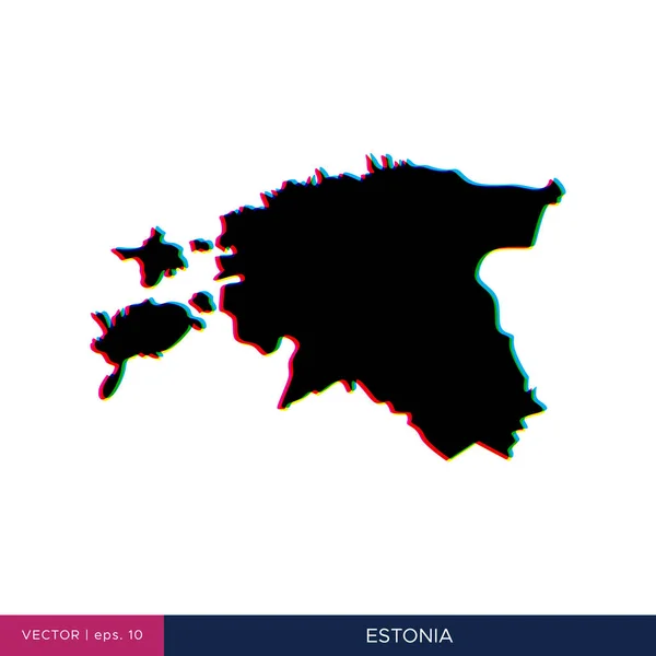 Karte Von Estland Mehrfarbigen Stil Auf Der Grenzvektordesign Vorlage — Stockvektor